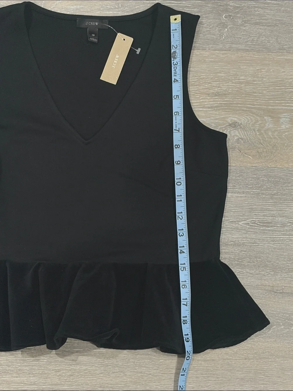 J.CREW Black Sleeveless V-Neck Peplum Ruffle Knit Pullover Blouse XS‎